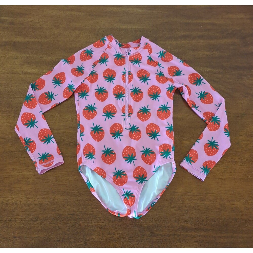 Hanna andersson girls one piece long sleeve rash guard swim suit size 8 EUC